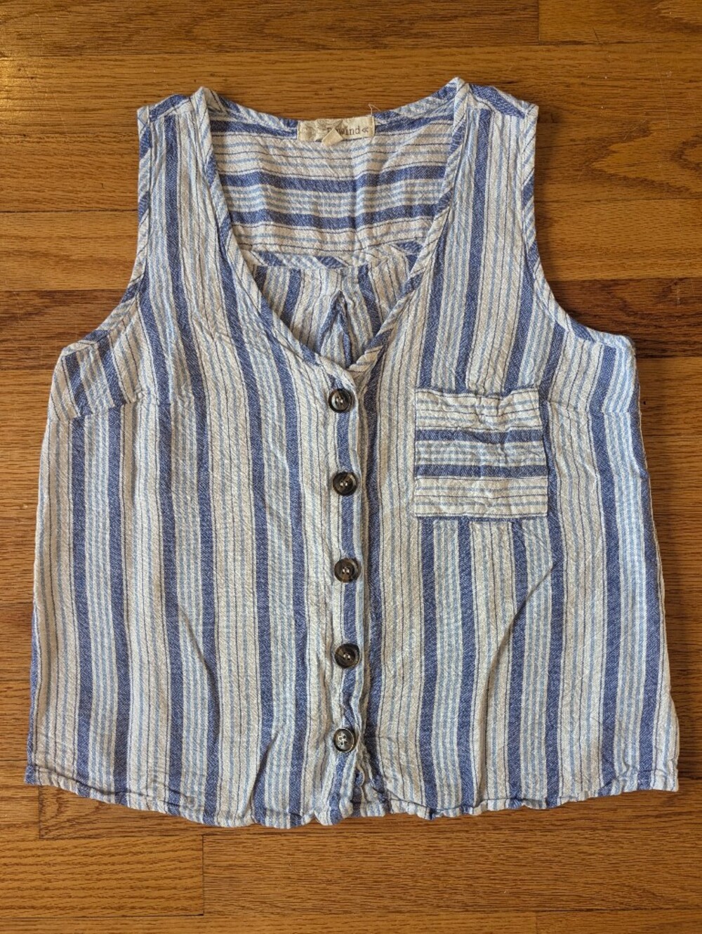 Rewind Blue and White Striped Women's Tank, M
